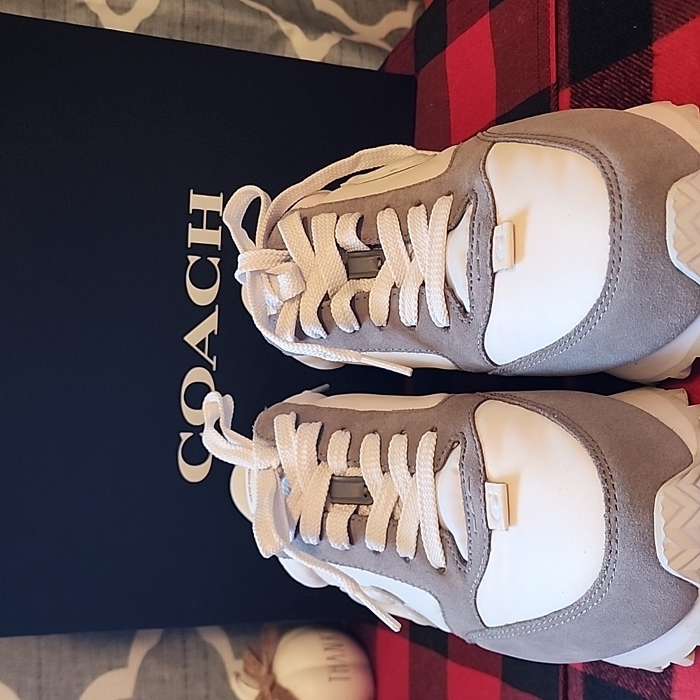 New In Box Coach Unisex Gray, White, and Green Running Sneakers - Picture 2 of 6